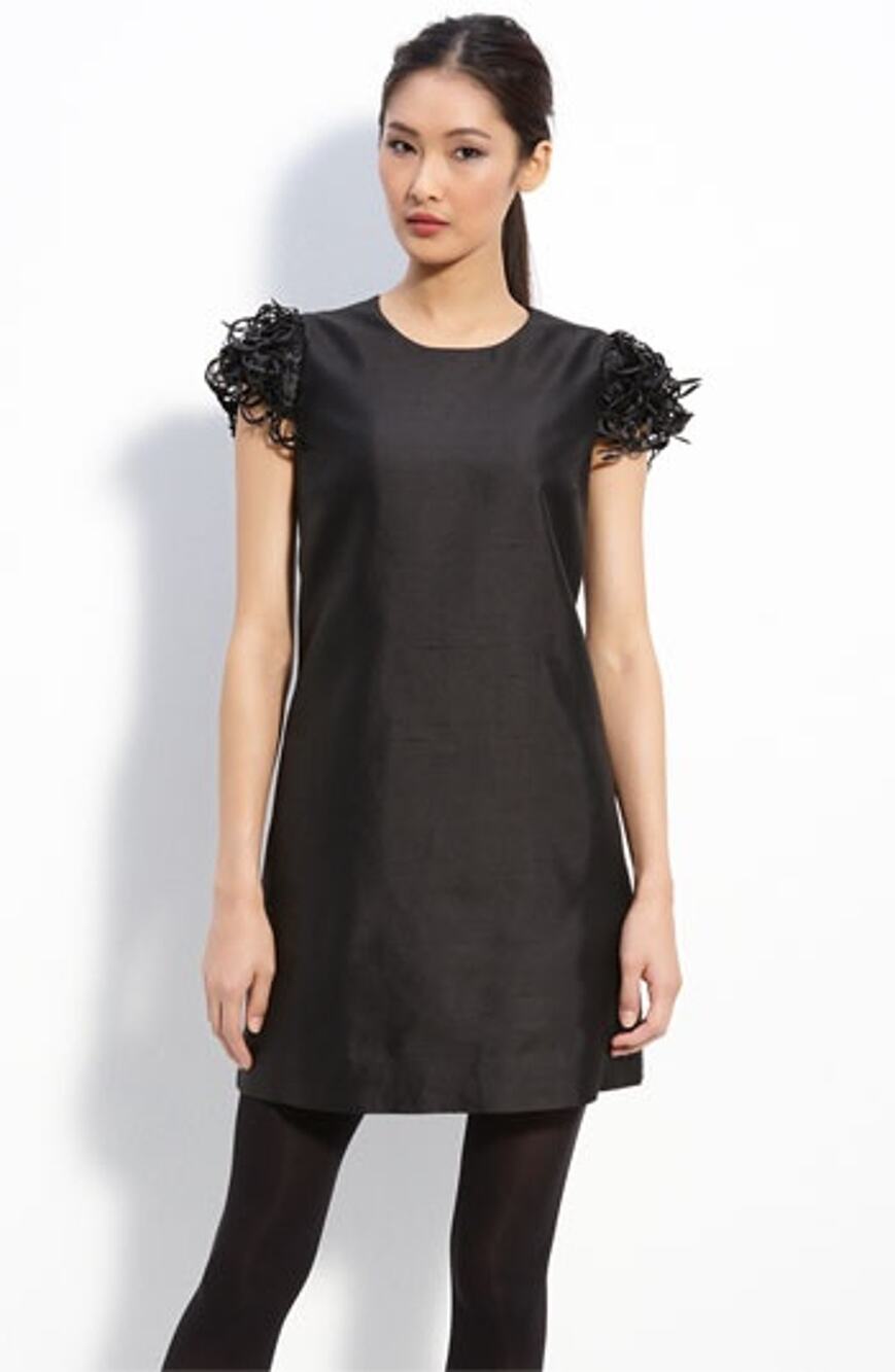NWT Kate Spade Silk & Cotton Black Vicki Fringe Mini Swing Dress Size S